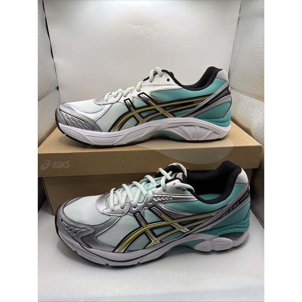 ASICS GT-2160 Men's White/Teal/Silver/Black/Yellow Mesh Size Men's 10/Women 11.5